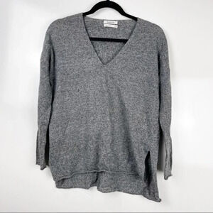 Aritzia Babaton Wool Linen Blend V-Neck Sweater Grey Women’s Size Small